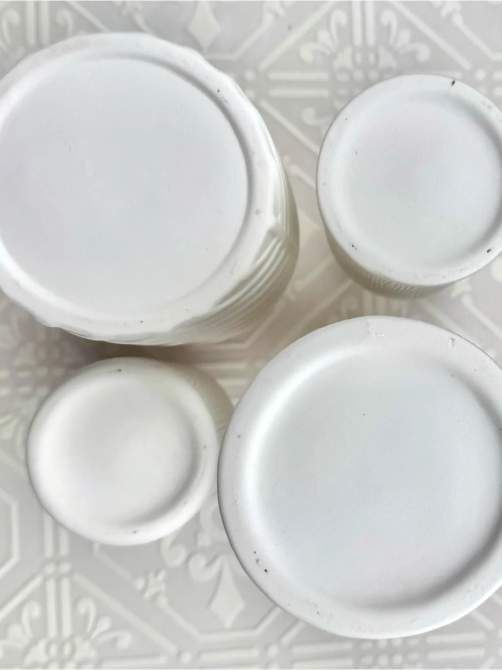 Set of 4 White Decorative Ceramic Vases
